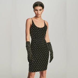 Retrofête Retrofete Cosmos Midi Dress Black Beaded Jeweled XS